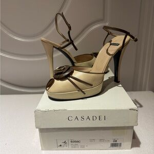 Casadei Beige Peep-Toe Heels